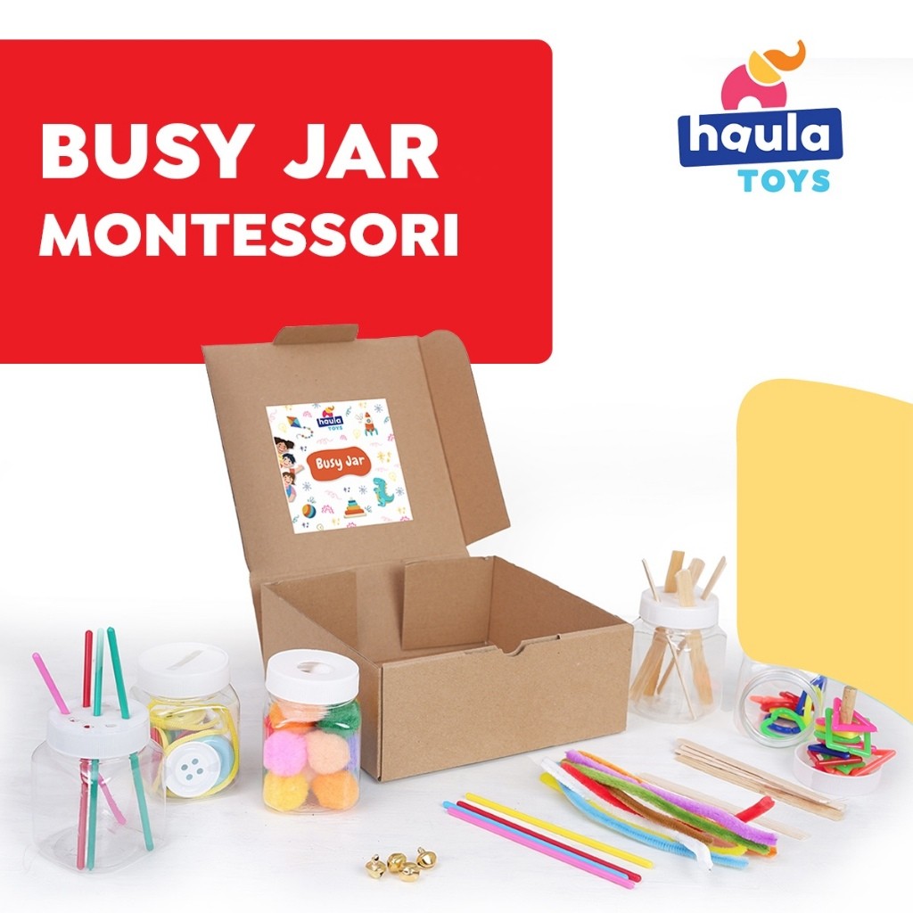 HAULA TOYS | Mainan PAUD Montessori / Busy Jar 5 in 1 Sensory Play / Mainan Edukasi Bayi 8-24 bulanC