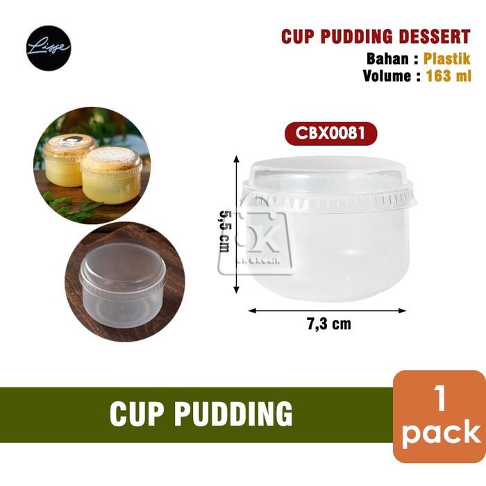Cup Pudding 163ml Cup Plastik Dessert Jelly Puding + Tutup (isi 5pcs) - 163ml + Tutup