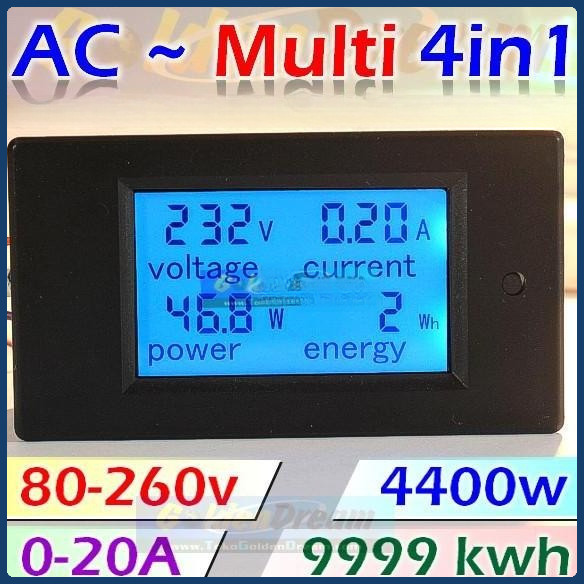 

Terlaris Ac Multi 4In1 Meter Lcd Voltmeter Ammeter Watt Energy Kwh Pln Genset