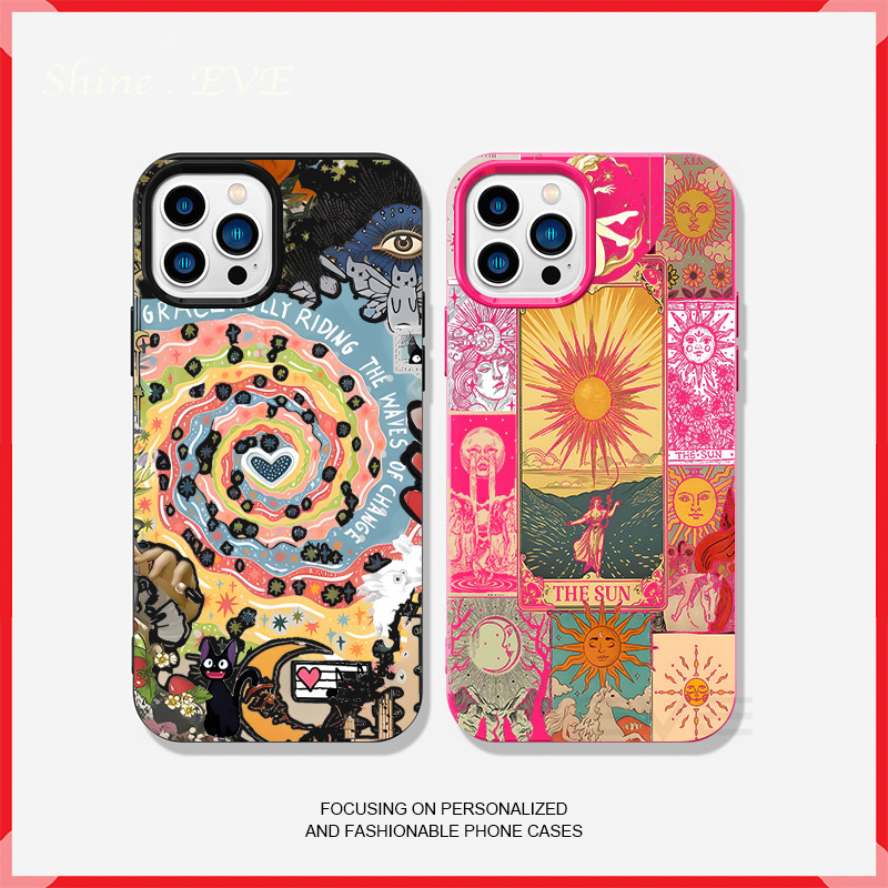 Berlaku Untuk iPhone 17 16 Pro Case 11 12 13 14 15pro Max Ilustrasi layar penuh seni casing Cocok un