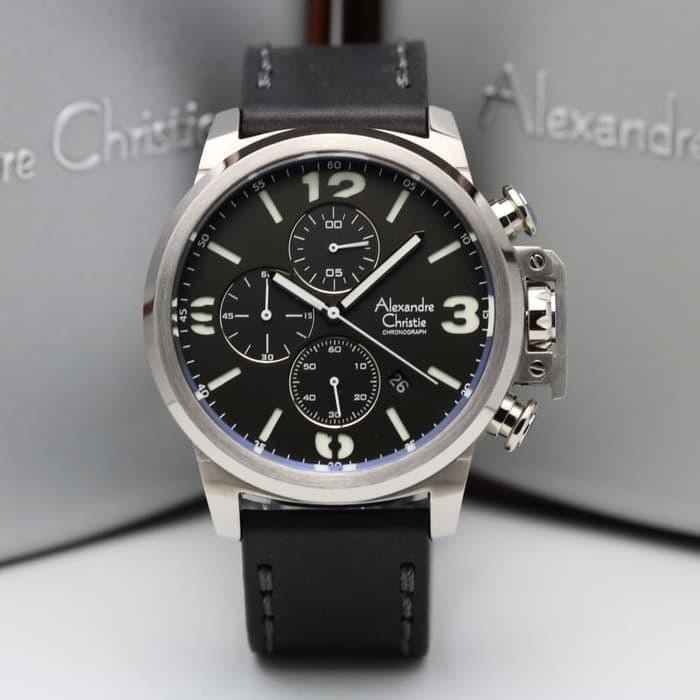 Jam Tangan Pria Alexandre Christie AC 6280 Original - Black Silver
