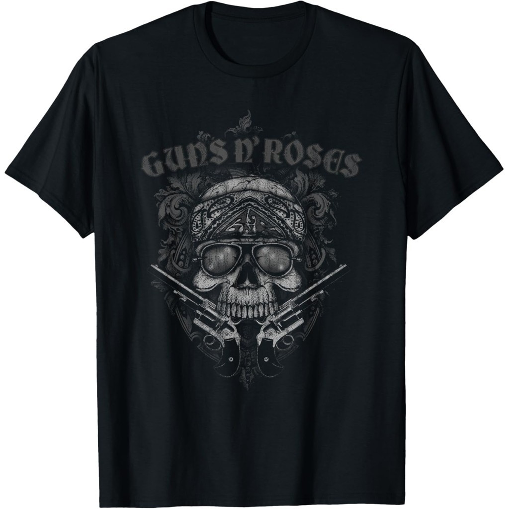 Baju Kaos  Guns N' Roses Official Skull Guns Bandanna T-Shirt