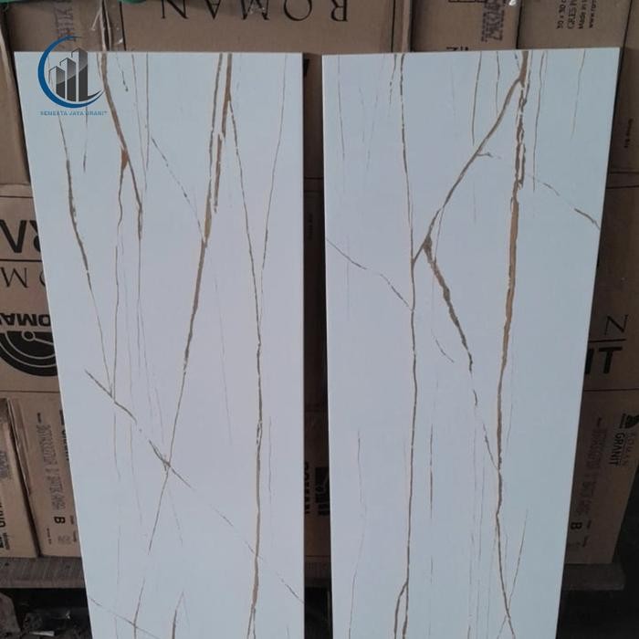 Granit 30x90 roman white garis random motif marmer
