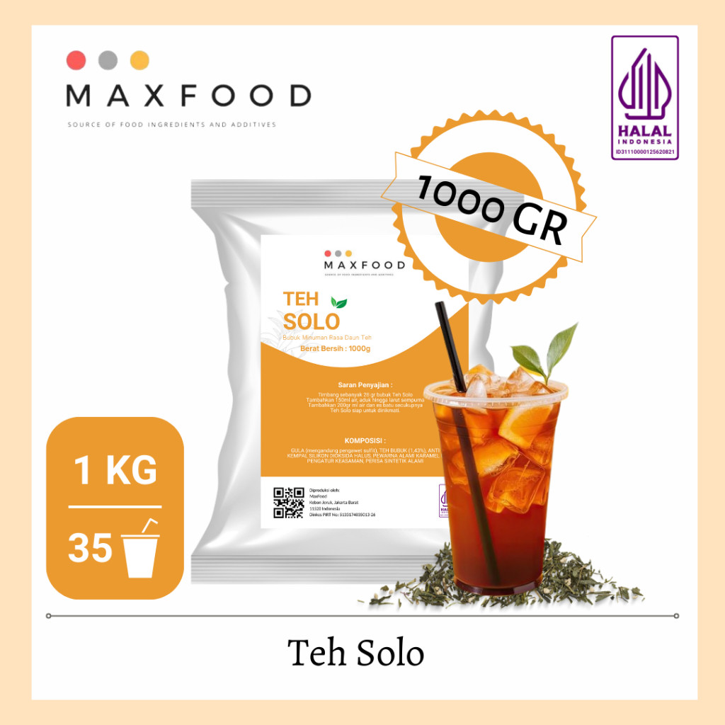 

Maxfood - Bubuk Minuman Teh Solo 1 KG Halal Manis