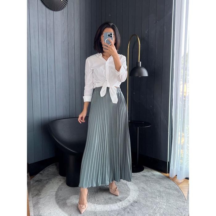New Rok Plisket Mayung / Rok Plisket / Plisket Premium / Pleated Skirt - Abu Muda, Allsize