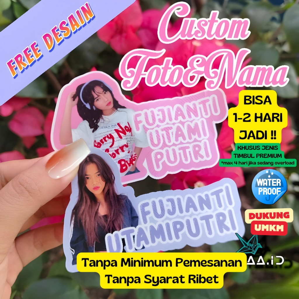

STIKER CUSTOM NAMA DAN FOTO FREE DESAIN WATERPROOF