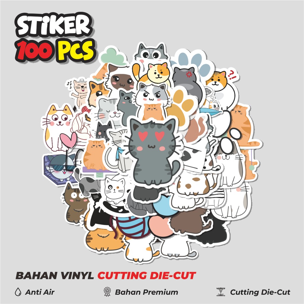 

Terbaru! 50 pcs Sticker Hewan Kucing Dekorasi Lucu Kreatif untuk Notebook, Skateboard, HP