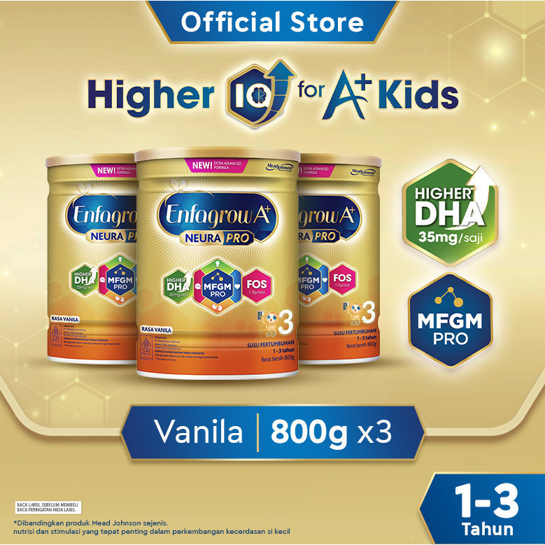 NEW Enfagrow A+ 3 Susu Formula Anak 1 - 3 Tahun Vanila 800 gr x 3 PREMIUM