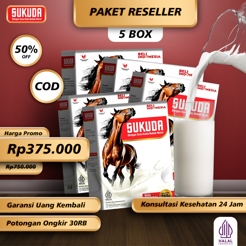 

Sukuda Susu Kuda Liar Lombok Murni Kolostrum 200 Gram 5 Box