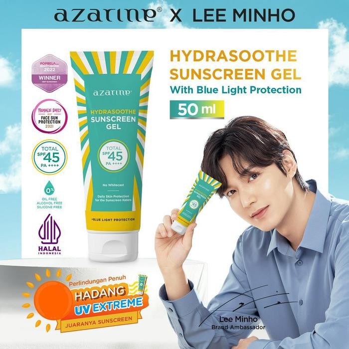 Azarine Hydrasoothe Sunscreen Gel SPF45 30ml 50ml | Sunblock Wajah Aman untuk Kulit Berjerawat