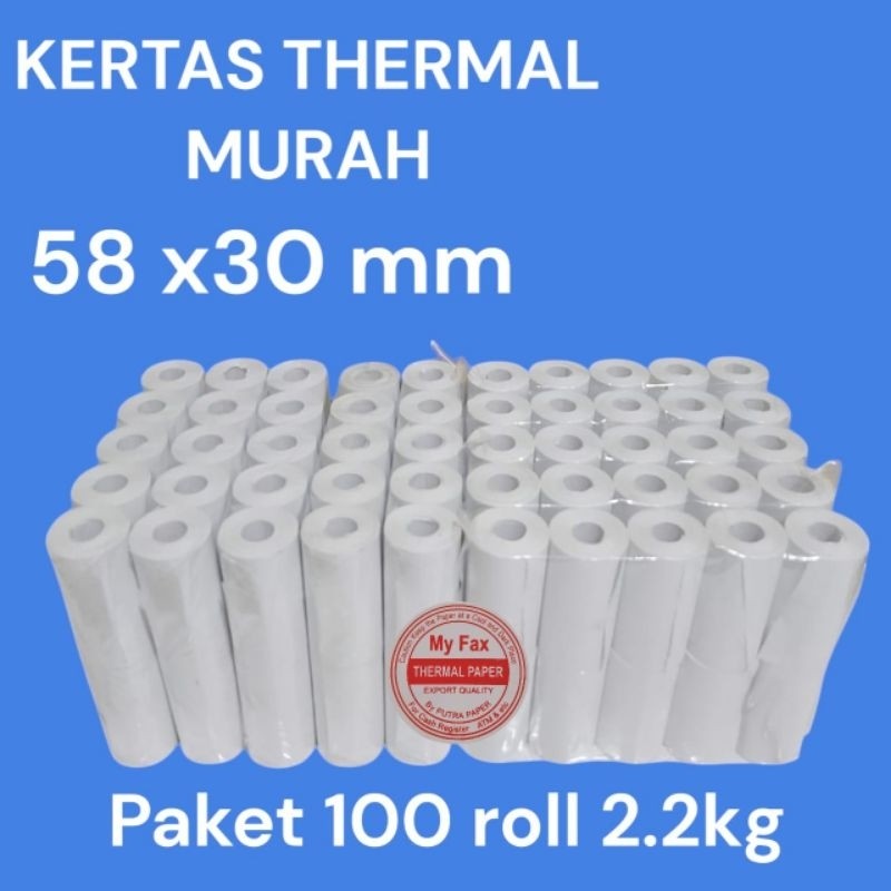 

100pcs kertas thermal murah 58x30mm tanpa tulang