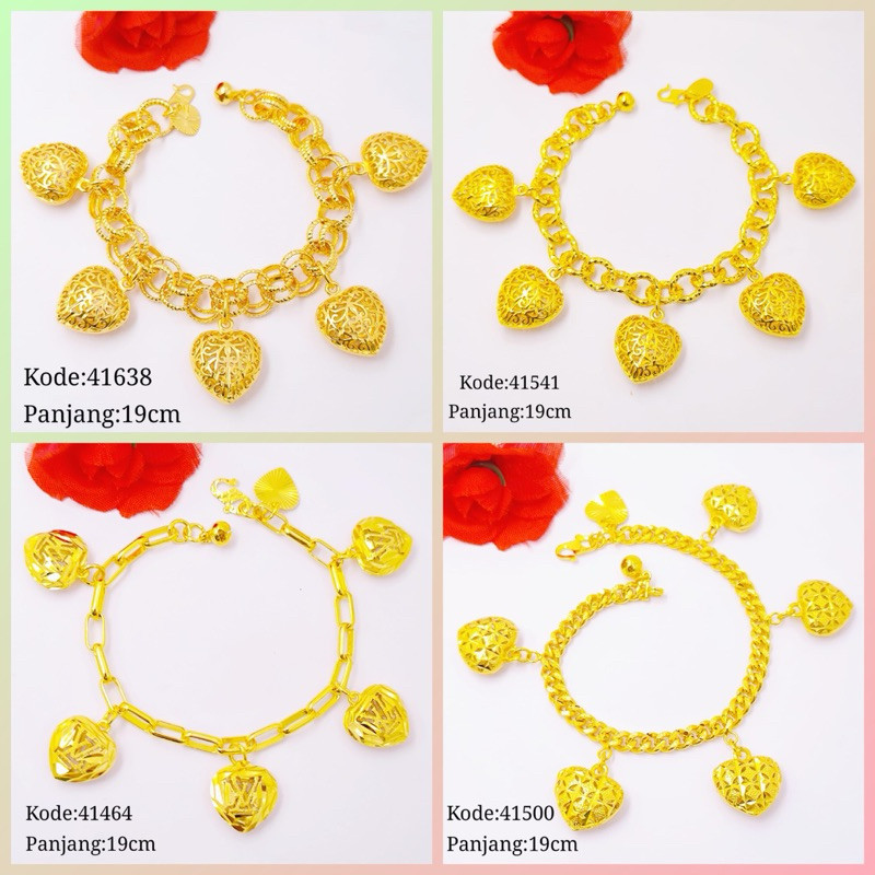 Gelang Tangan Rantai Love Titanium Mirip Emas Asli