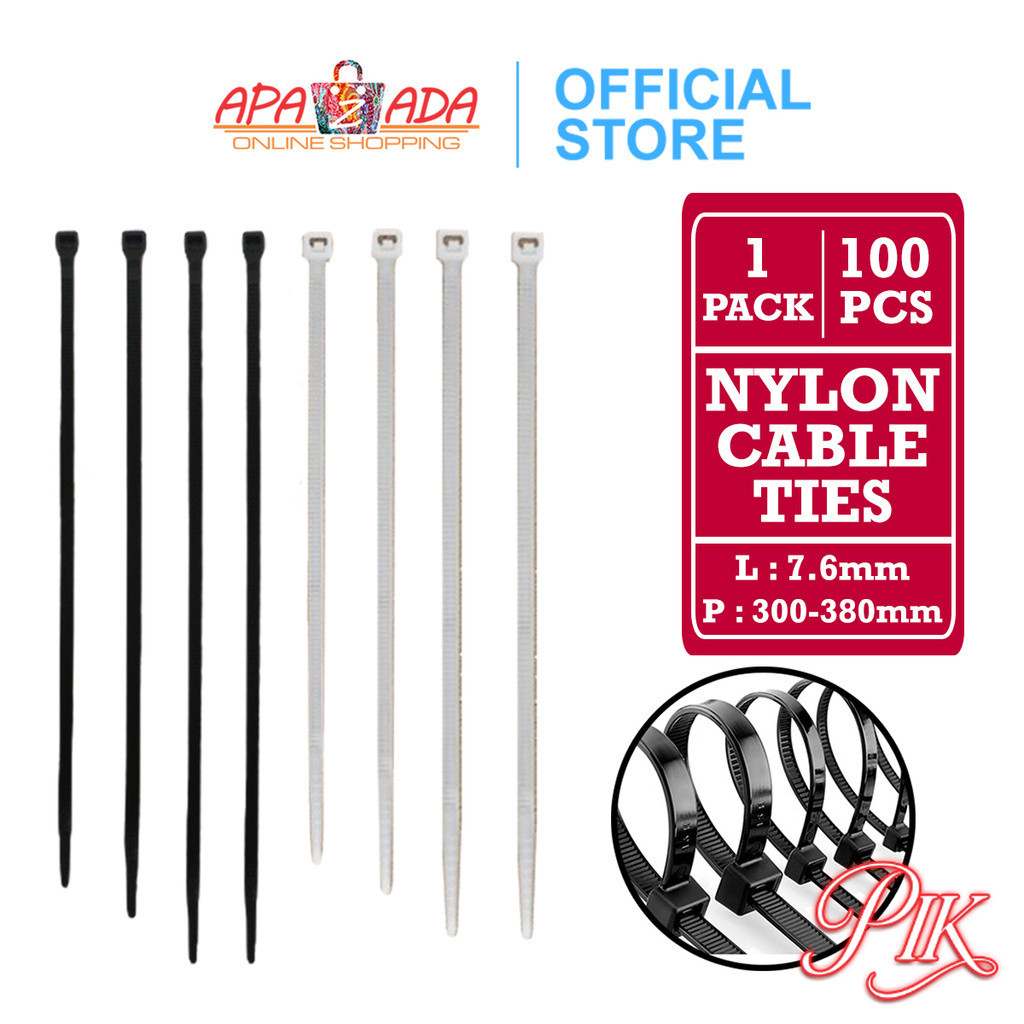

Apazada Kabel Ties Nylon 7.6mm [1 Pack - 100 Pcs Ties] / Nylon Cable Ties 6BAN / Pengikat Kabel