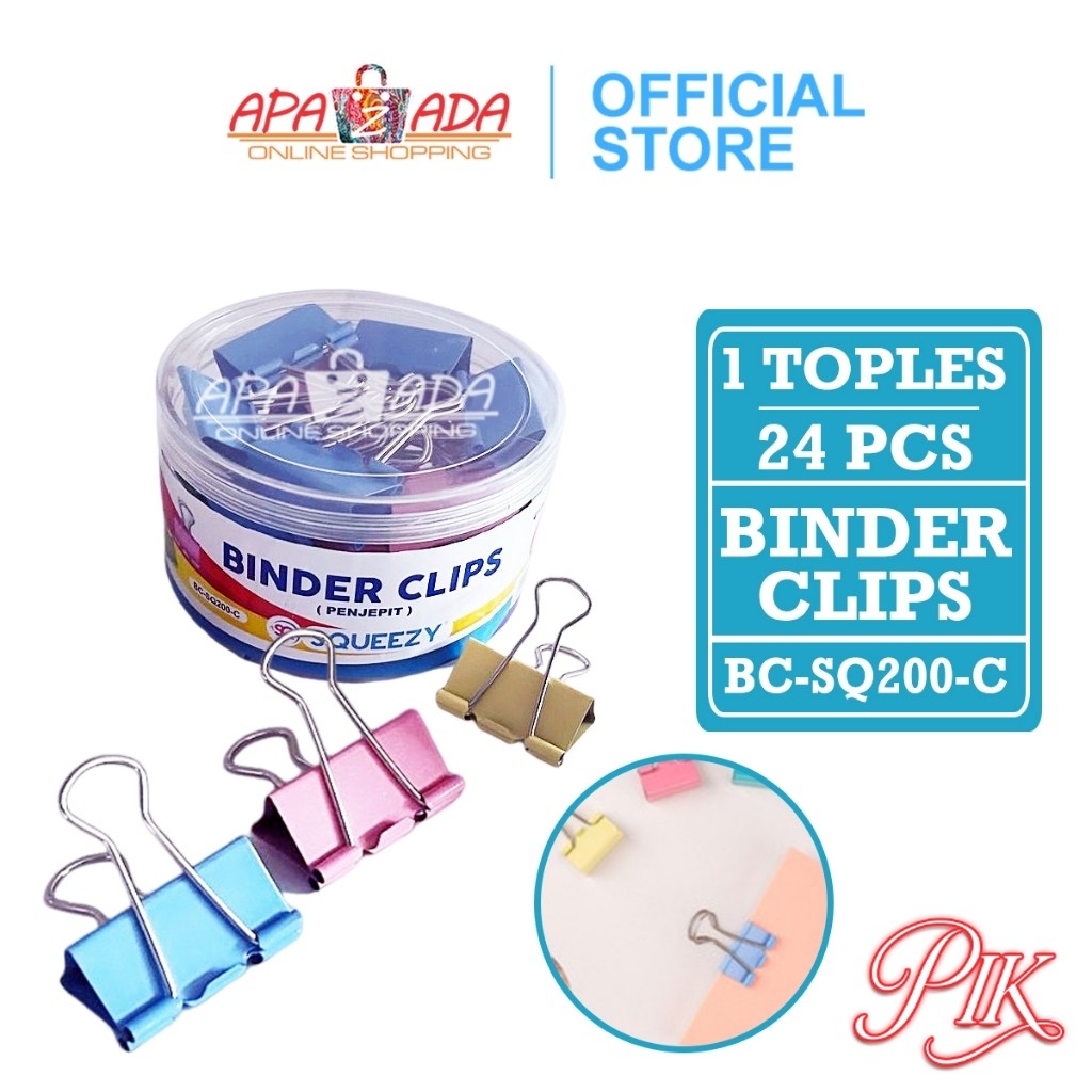 

Apazada Binder Klip Warna No.200 [1 Toples - 24 Pcs Klip] / Binder Clip / Klip Penjepit Kertas BC-SQ200-C