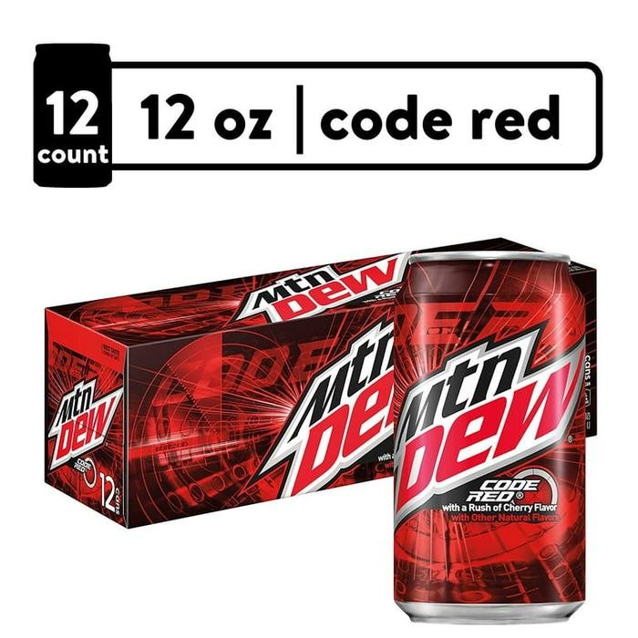 

Mountain Dew Code Red Cherry Flavored Soda Pop-12 fl oz(12 Pack Cans)