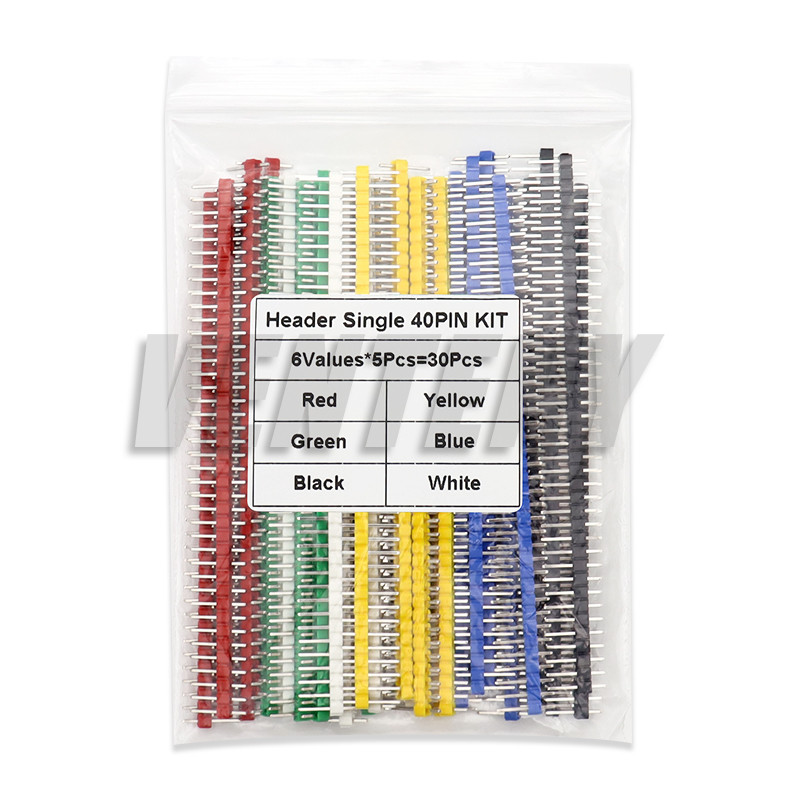 30PCS 40Pin 2.54mm Single Row Male Header Connector Kit Breakable Pin Header PCB Pin Strip For Ardui