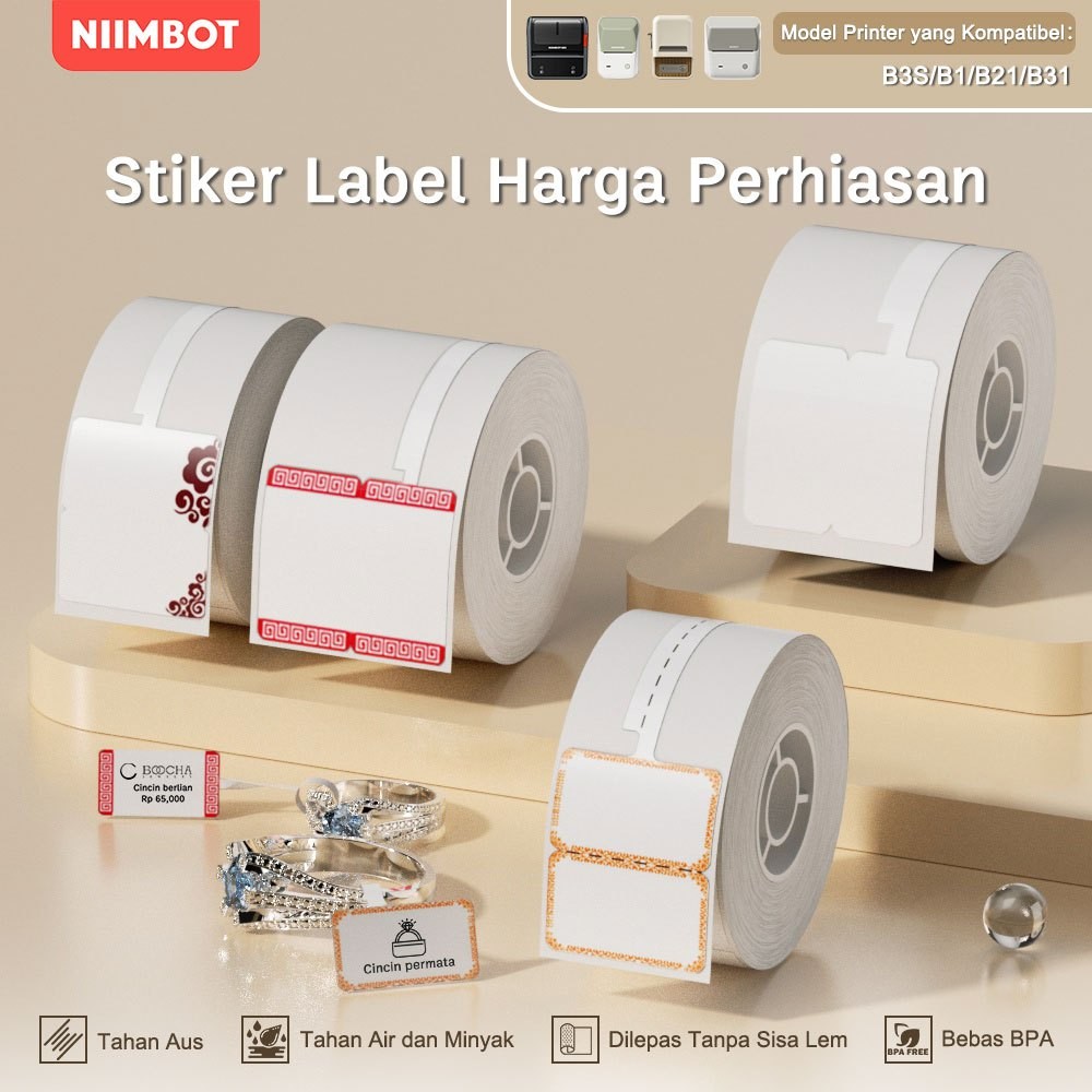 

KAYDEN STORE NIIMBOT B21/B1/B3S Stiker Harga Perhiasan, Cocok untuk Mencetak Label Harga pada Kalung dan Cincin
