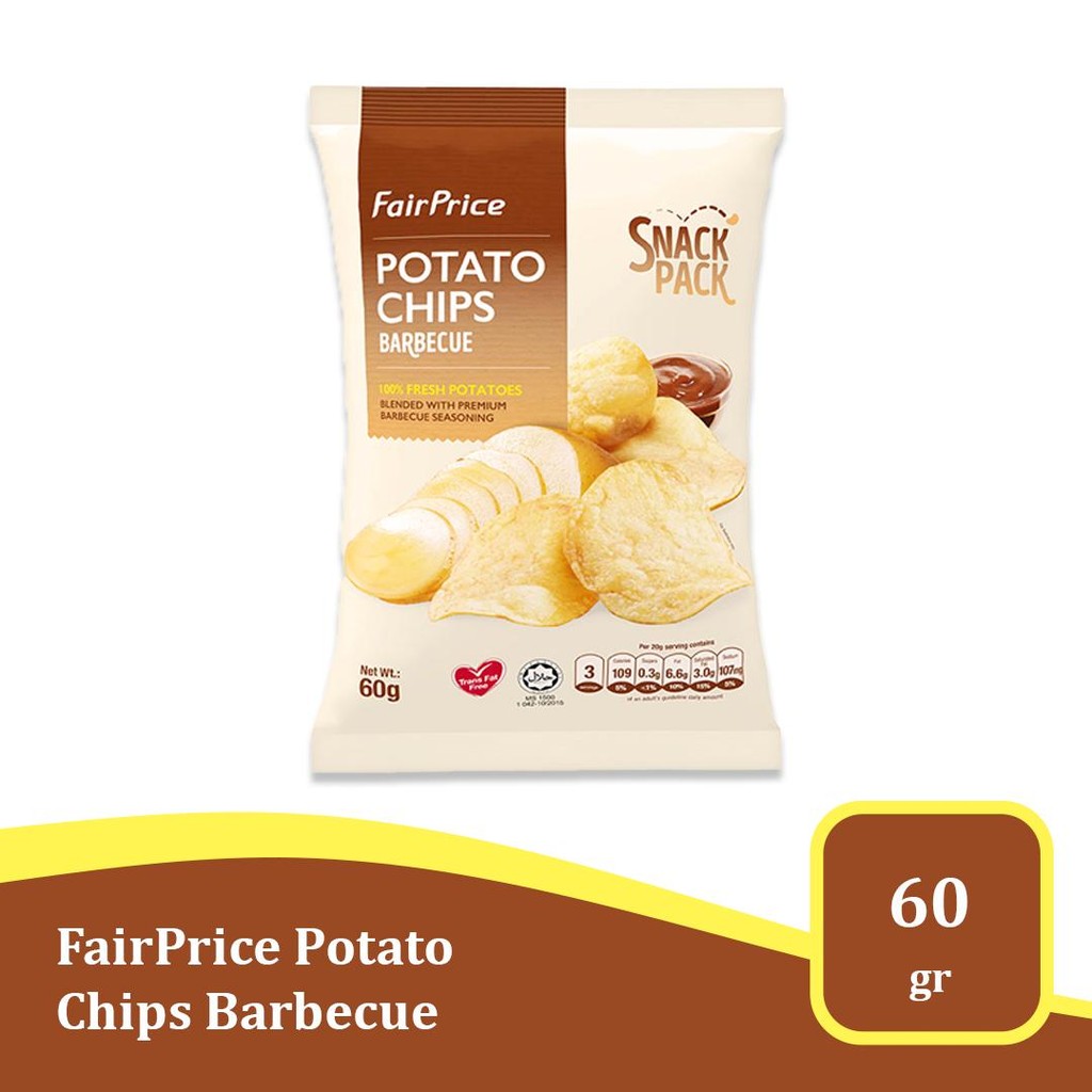 

FairPrice Potato Chips Barbeque 60g – Keripik Kentang Rasa BBQ Import USA