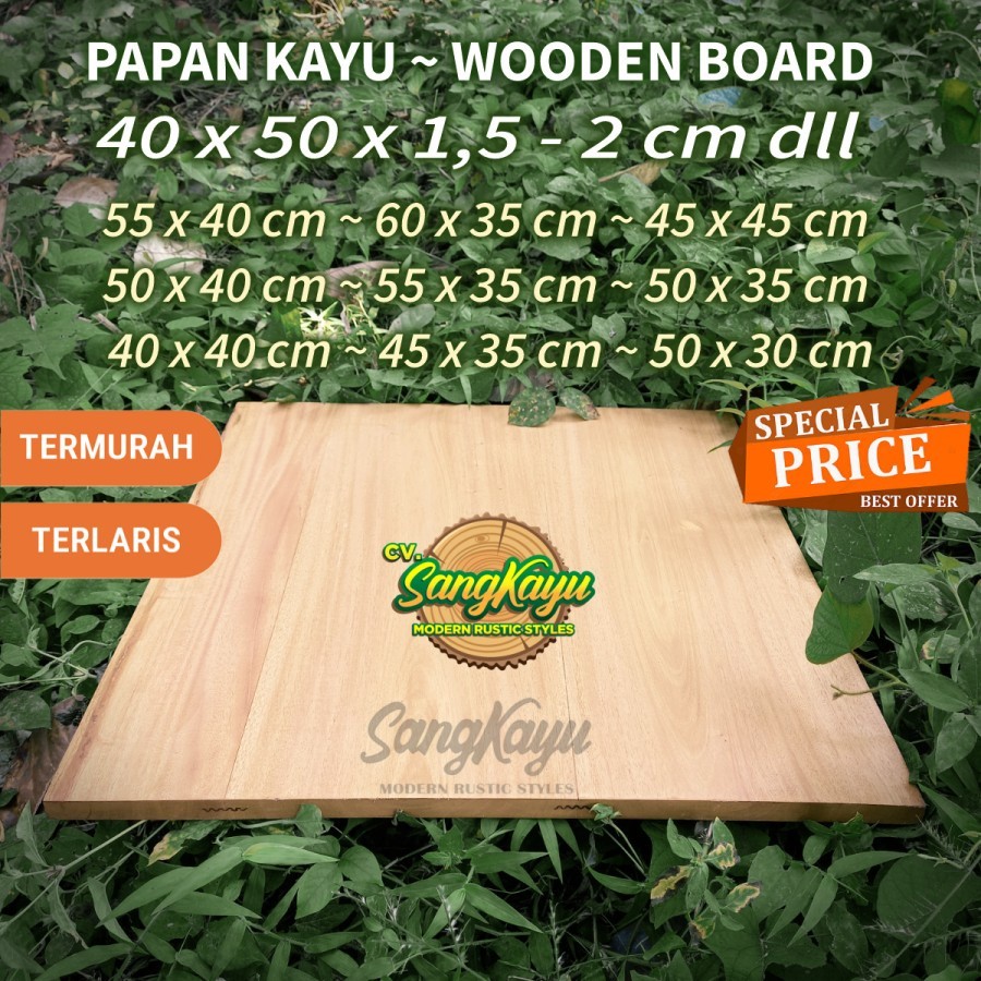 

Papan Kayu 40x50x1,5 cm Wooden Scrap Board Display Alas Kayu Nampan
