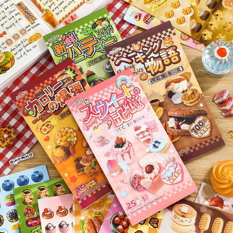 

25 Sheets Kawaii Sticker Book Japanese Food Cute Scrapbooking DIY Stationery for Journal Phone Case Notebook Decoration