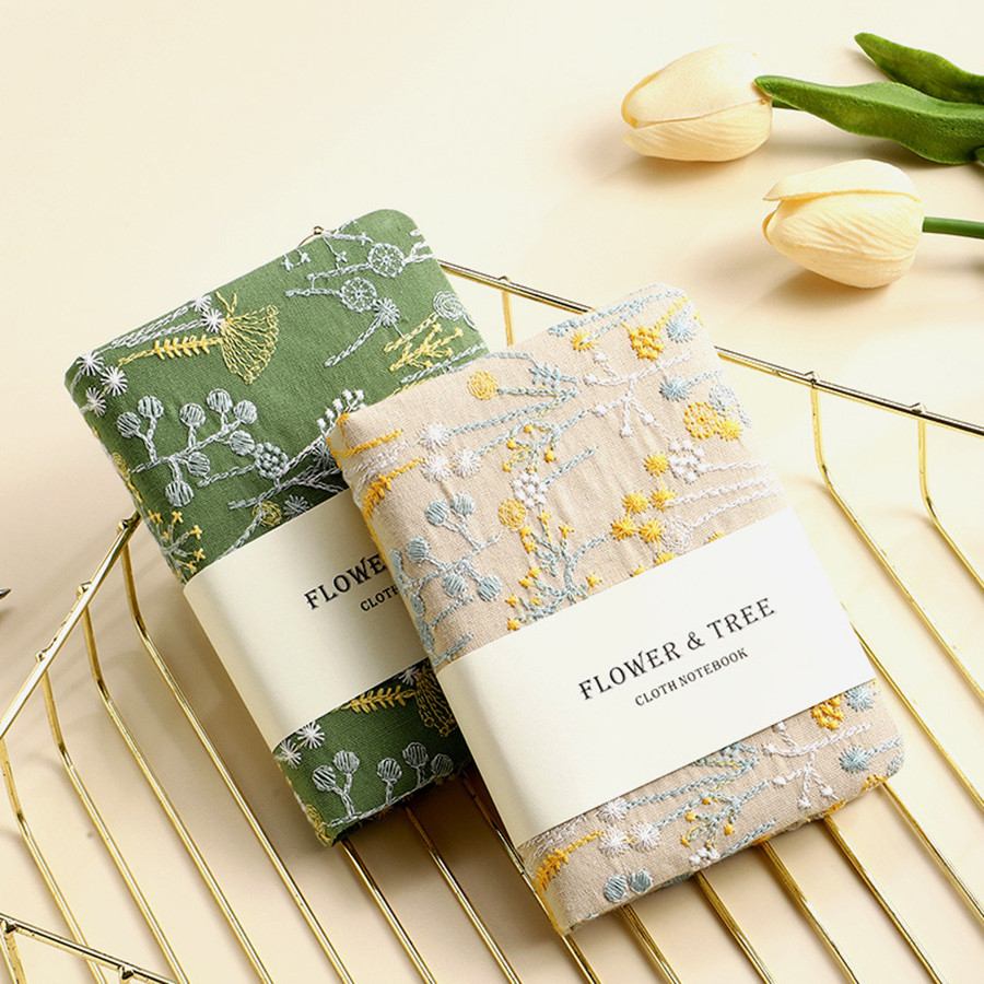 

1Pc A6 Irregular Embroidery Flower Notebook Portable Handbook Ultra-Thick Student Diary High-Value Simple Notebook for Students