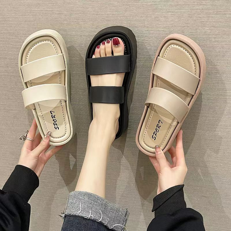 ☀ Sunly ☀ SA037 Sandal Wanita Polos Simple Warna Kasual Sendal Motif Ringan Empuk Santai Import Mura