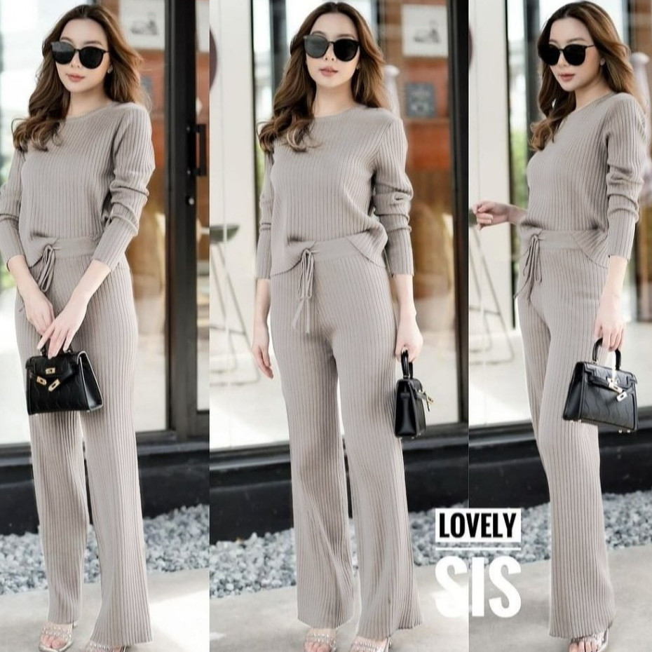 WWW - One Set Knit Queena Setelan Fashion Wanita Pakaian Setcel Rajut Bahan Premium