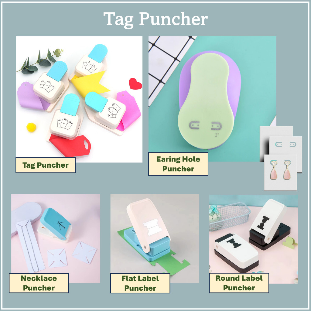 

KAYDEN STORE Bayluna | Tag Puncher Bookmark Embossing Gift Hang Tag Paper Punch 3 size in 1, Earring Hole Tag Punch Pembolong Kertas Gantungan Label Kertas Anting