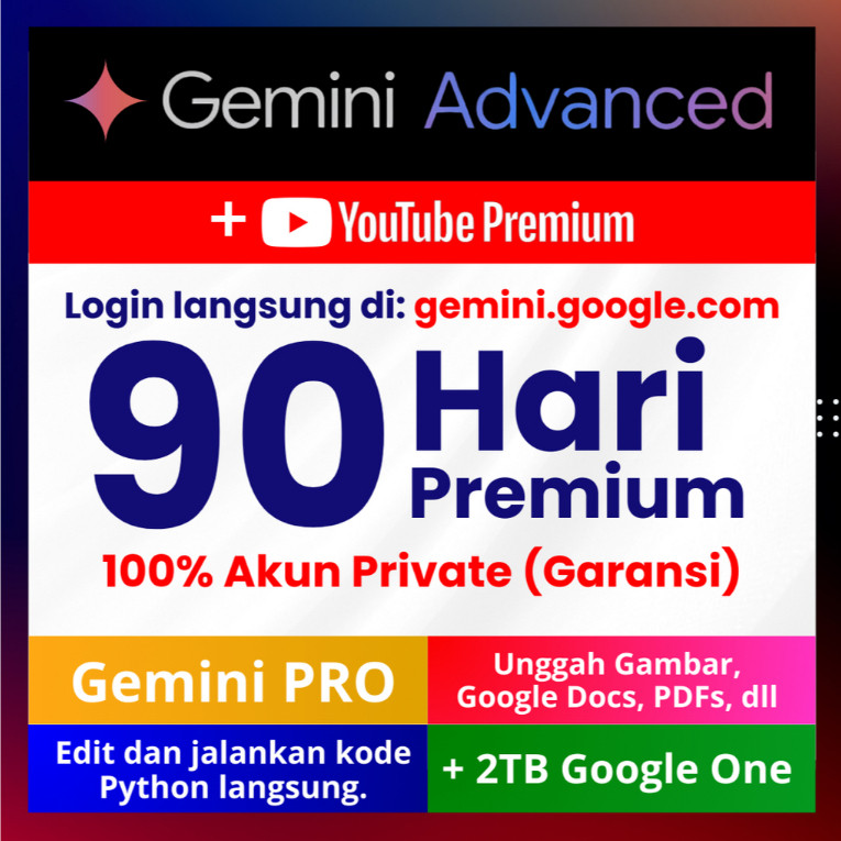 Google Gemini Advanced 90 Hari - 100% Private + Full Garansi , Gemini AI Premium PRO