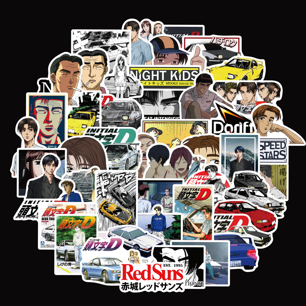 

50/100pcs Cartoon Initial D Graffiti Stickers Car Guitar Motorcycle Luggage Suitcase DIY Classic Toy Decal Sticker for Kid
