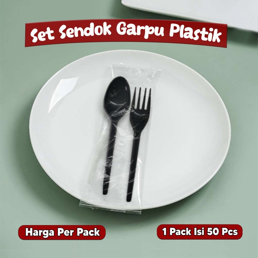 Sendok Plastik - Garpu Plastik Per Pack - Sendok Garpu Plastik Catering - Sendok Garpu Restaurant - 