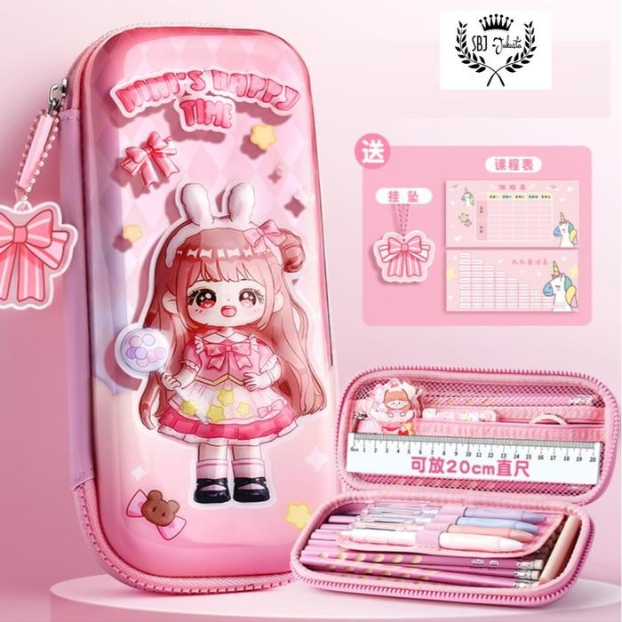 

AHHA Kotak pensil tempat pensil KBX original happy time 3D hardcase waterproof - Happy Time Pink