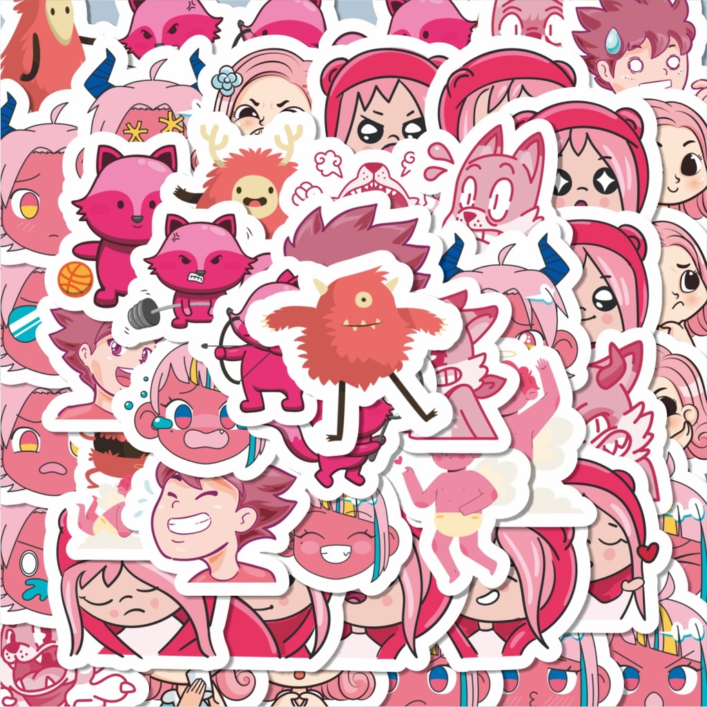 

100PCS Lucu Stiker Pink Kartun Lucu Anime Stiker Aesthetic Stiker Anti Air Stikers Berperekat Waterproof sticker decal buat Motor Helm Buku Journal Koper Casing HP Laptop Botol Minum Hadiah anak