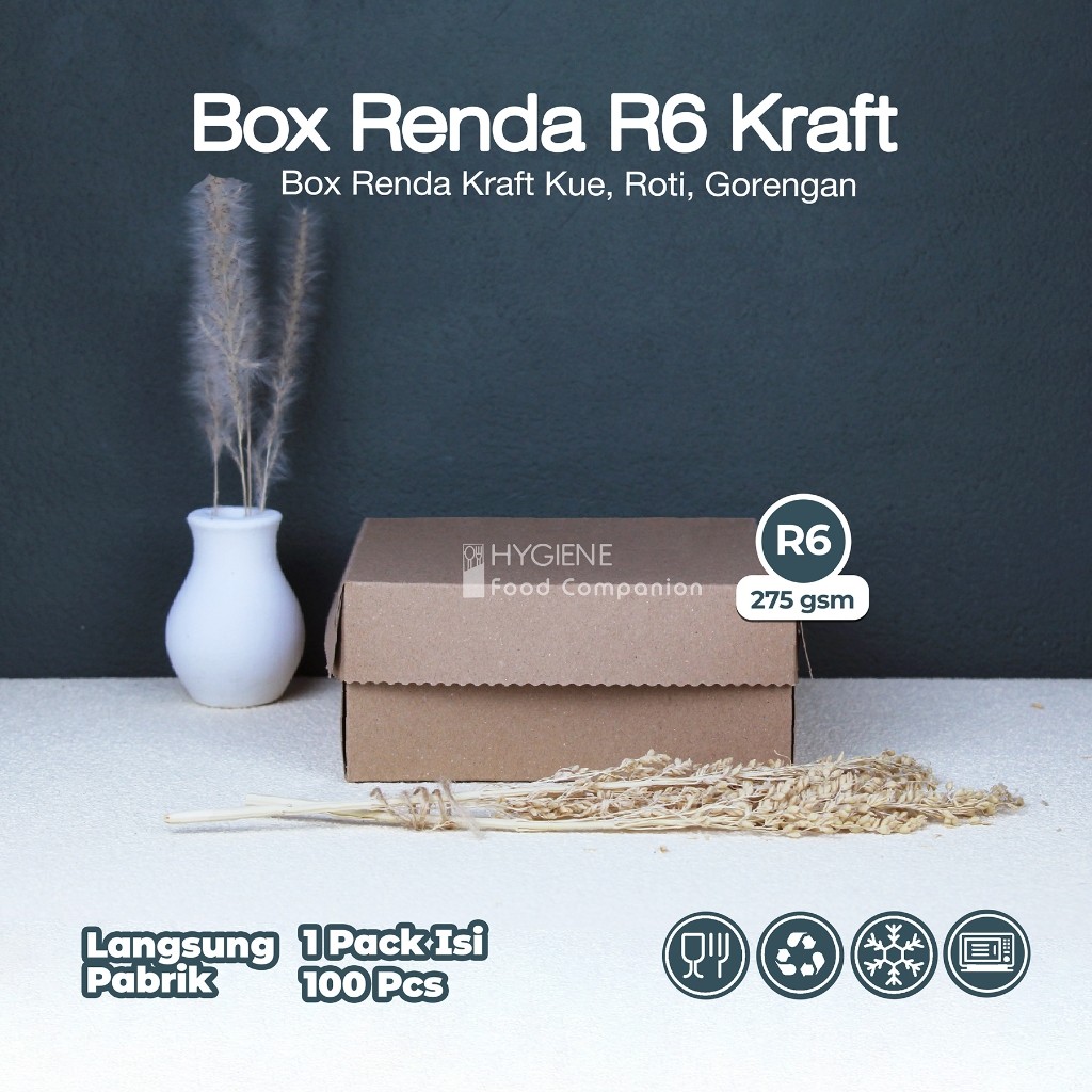 

Dus Kue R6 Kraft Renda Box Kue Roti Gorengan 275gsm