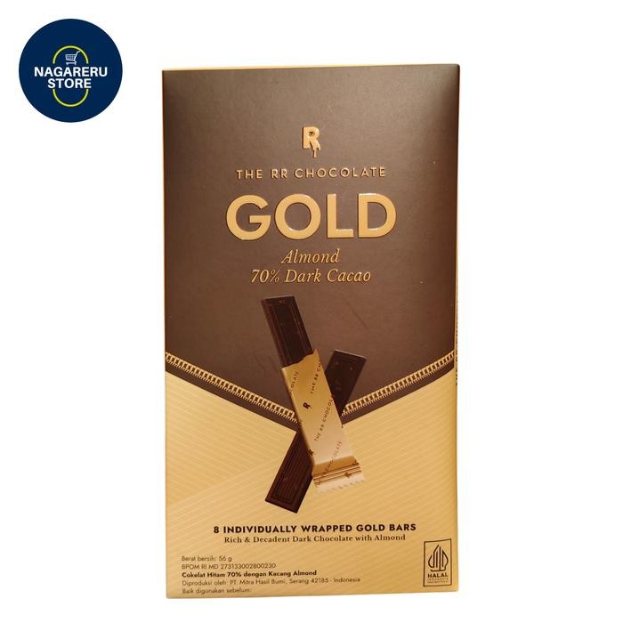 

The rr chocolate gold almond 70% dark cacao 56gr