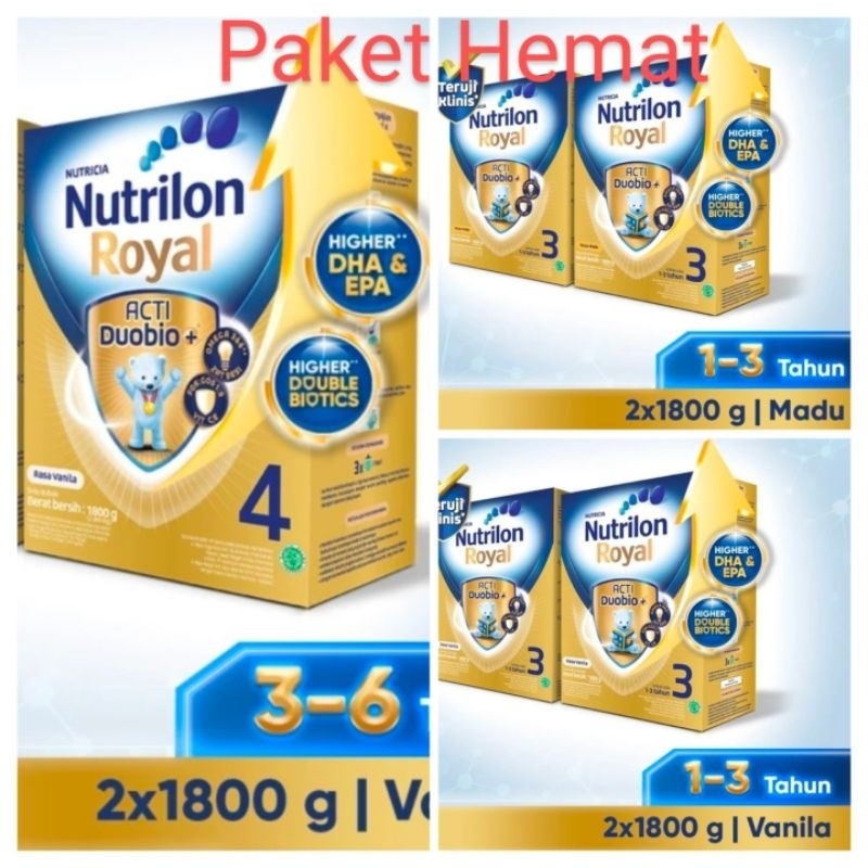 

Nutrilon Royal 3, Royal 4 Rasa Vanila / Madu 1800gr x 2pcs (Promo Exp. 2026)