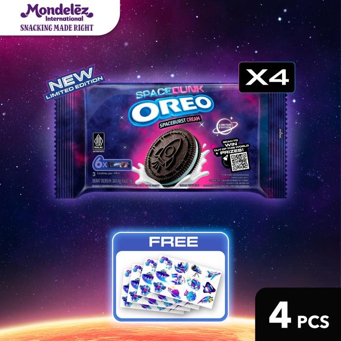 

Oreo Biskuit Spacedunk Edition - Spaceburst Cream Multipack Isi 6 165.6g 4 Pack - Free Sticker Terlaris