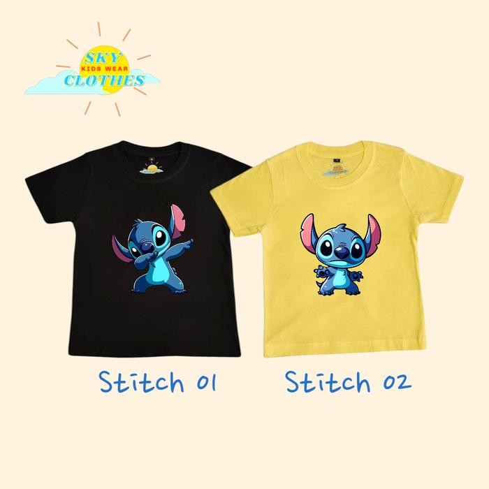 Kaos Anak Lilo And Stitch Kaos Sablon Lilo and Stitch Disney - 1-2 tahun, Hitam