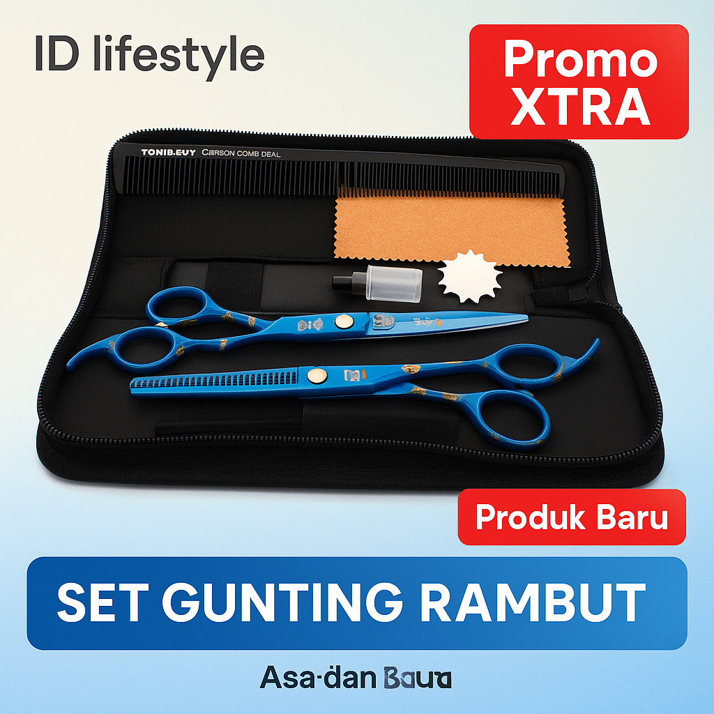 

Gunting Rambut Jepang Sakura Warna Biru Hitam – Gunting Salon Profesional, Gunting Gigi, Gunting Potong Rambut Rumah