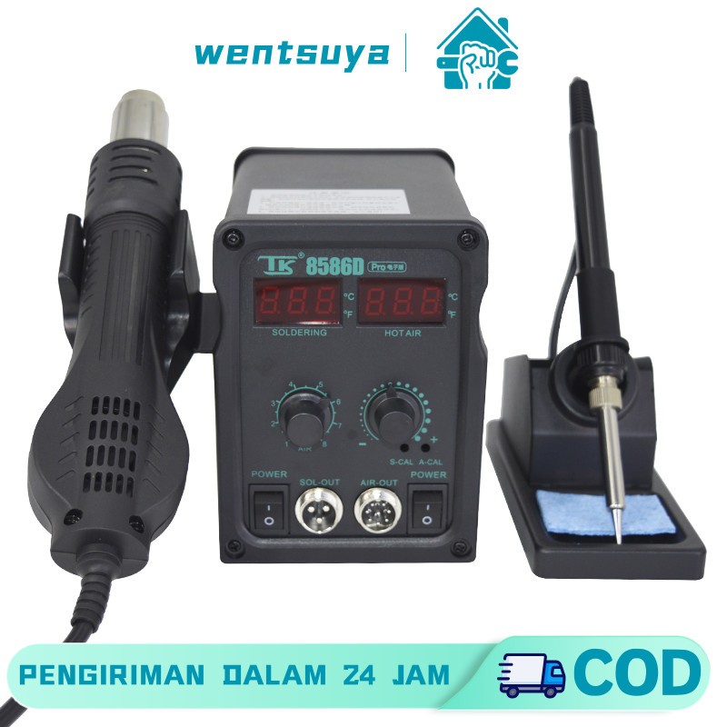 450W 8586D 2 In 1 Stasiun Solder Udara Panas Setrika Solder Udara Panas Layar Digital LCD Stasiun So