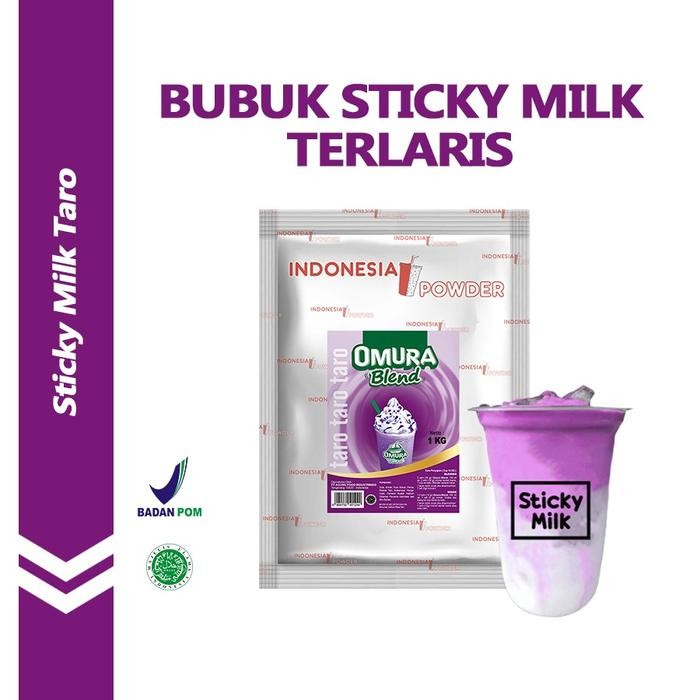 

Bubuk Minuman Es Sticky Milk Premium Rasa Taro 500 GR Mengandung Gula Susu Dan Krimer Es Kwentel Omura Powder