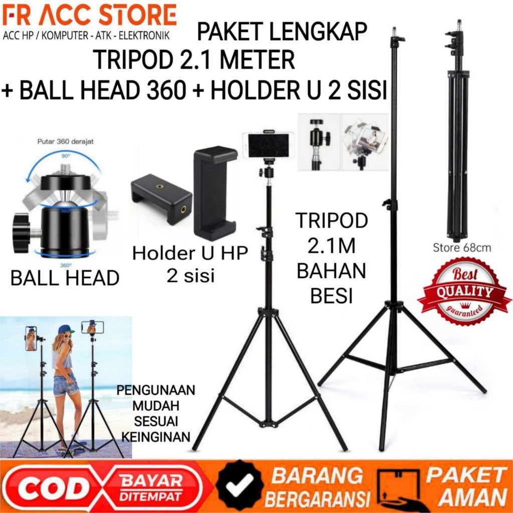 TRIPOD HP / TRIPOD 2 METER / TRIPOD 2.1 METER BESI + ALUMINIUM TRIPOD RING LIGHTCO