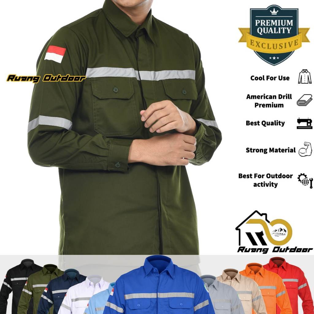 JUMBO BAJU KEMEJA LAPANGAN WEARPACK SAFETY LENGAN PANJANG OUTDOOR PREMIUM - Seragam Kerja Pria Wanit