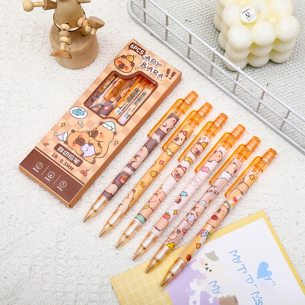 

BEST PENSIL MEKANIK MOTIF KARTUN 1 SET ISI 6 PCS / PENSIL MEKANIK CAPYBARA, LOOPY DLL KAWAII