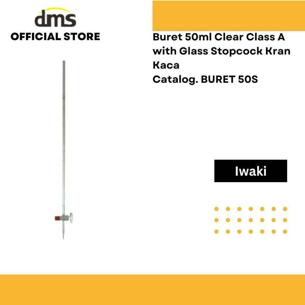 Buret 50ml With Glass Stopcock, kran kaca Iwaki