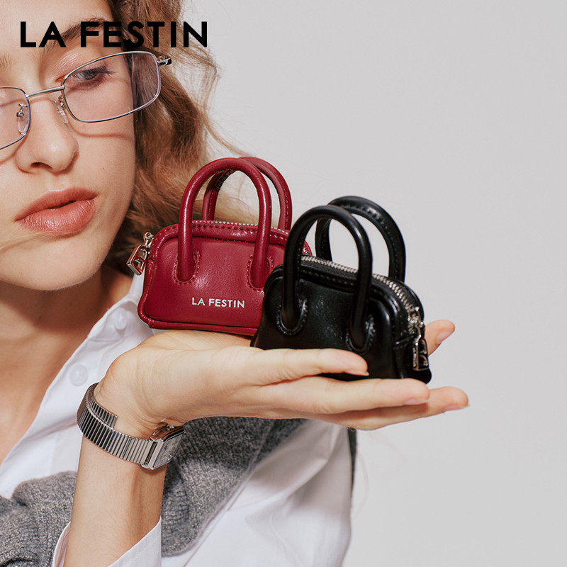 LA FESTIN Original Mini Earphone Bag 2024 New Bag Accessories Small Bag Leather Women's Bag Pendant 