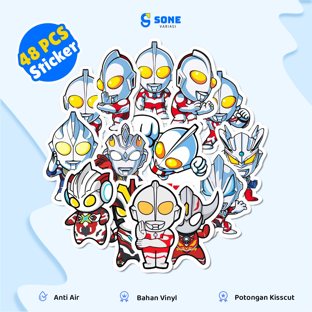 

Stiker Pack Kartun Ultraman Vinyl Waterproof Stiker Aesthetic Buku Journal Koper Laptop Koper Casing Phone