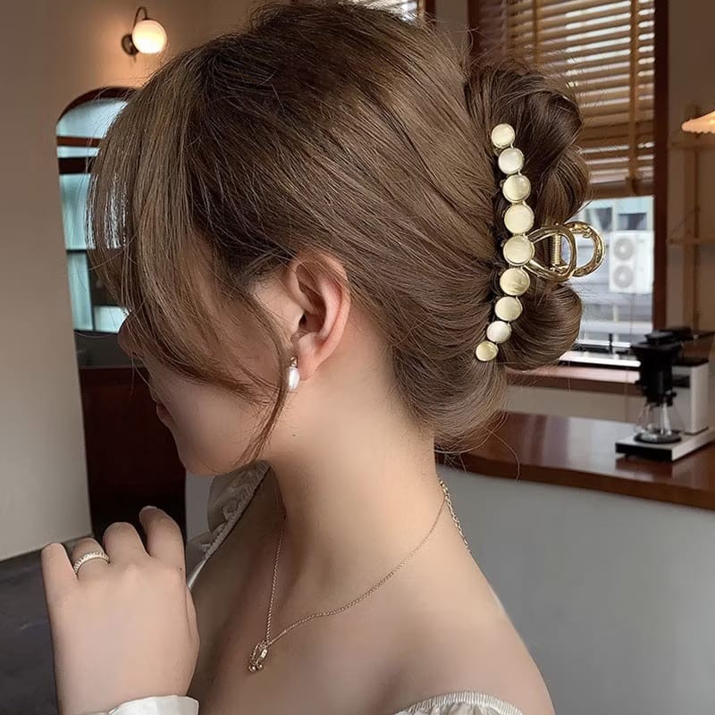 ATS Jedai Rambut Wanita Aksesoris Rambut Vintage Gold Jepit Wanita Elegant Motif Bunga Mutiara Korea