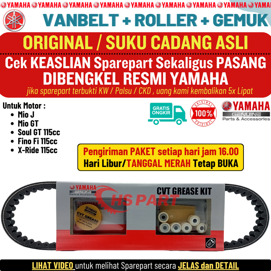 Vbelt Vanbelt + Roller Mio J Original Yamaha Mio GT Soul GT115 Ori Fino Fi 15 XRide 115 Ori