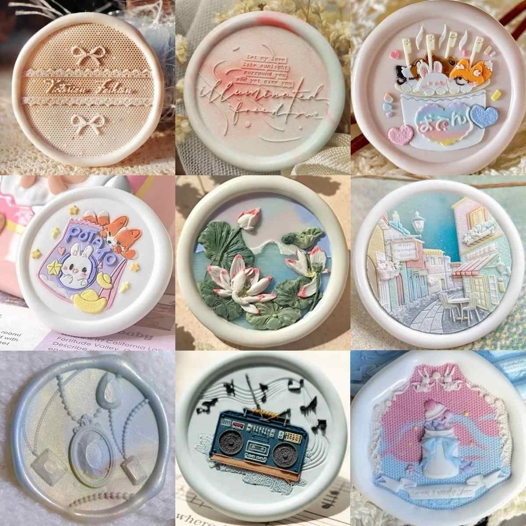 

Wax Fire Seal Engraved Seal Head Lovely Embossed Lotus Cherry Bread Ticket Stub Series Stamp Copper Envelope Creative Stamp